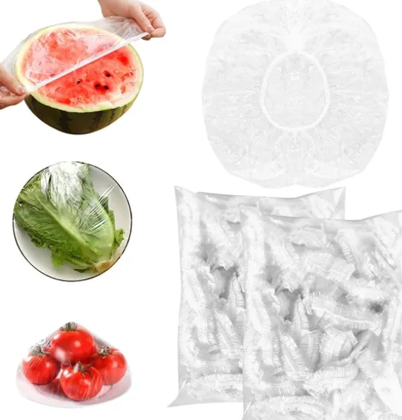 50 st fräscha förvaringspåsar, elastiska matskyddspåse med plastfolie