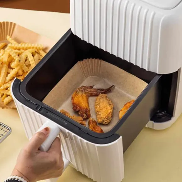 50st Fyrkantiga Airfryer Papper – Bakplåtspapper för Luftfritös 16cm