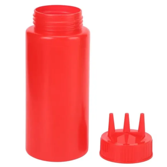 3 st 3-håls pressflaska med lock för salladsdressing, såser, ketchup