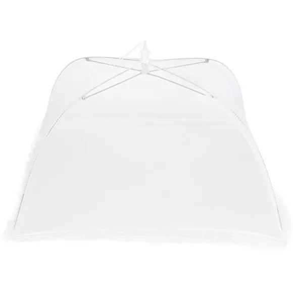 2 st hushållsparaply vikbart matmåltidsförvaringsnät tält kökstillbehör nätkant vit 43x43cm