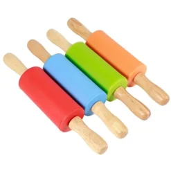 4 st mini kavel trähandtag non-stick silikonkavel för hemkök barn bakverktyg