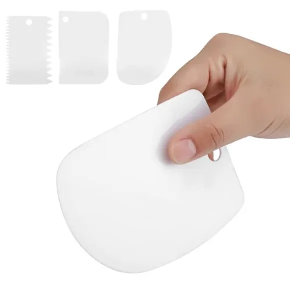3 st/set Plastgrädde Degskrapa Skär Spatlar för Bakverk Kakdekoration