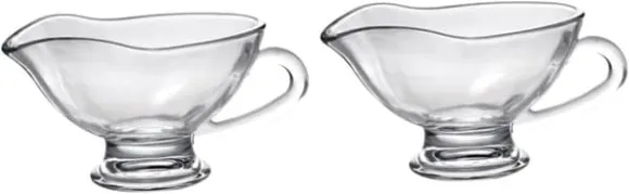 2 st Såsbehållare Sallad Gräddkanna Minisås Båt Såssås Båtkanna Stek Sås Matglas, 12,5X9X6CM, Transparent
