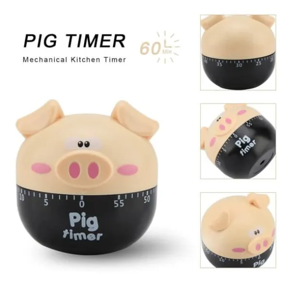 Söt Tecknad Gris Kökstimer Mekaniska Timers Räknare för Matlagning Timing Verktyg