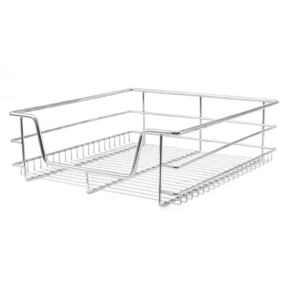2 st Utdragbara Trådkorgar i Rostfritt Stål - 50 cm (B) med Mjuk Stängning För Skåp och Skafferier Kökslådor Förvaring 430 mm D x 397 mm B x 140 mm H | CDON