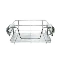 2 st Utdragbara Trådkorgar i Rostfritt Stål - 40 cm (B) med Mjuk Stängning För Skåp och Skafferier Kökslådor Förvaring 430 mm D x 297 mm B x 140 mm H | CDON