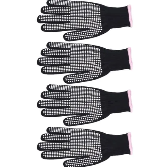 4 st Värmebeständiga handskar Högtemperaturbeständiga anti skållningsvantar med silikonknölar Vit silikon rosa kant