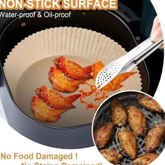100 Stycken Papperspapper för Air Fryer, 20 cm Rund Bakpapper Liner, BPA-fri, Tillbehör för Fritös, Stekpanna