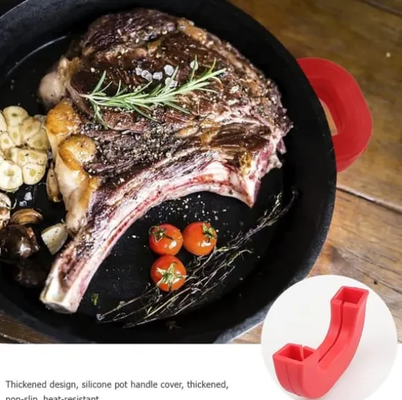 4 stycken silikongrytunderlägg, värmebeständiga grythandtagsskydd, halkfria grytskydd för wokar och soppgrytor röda