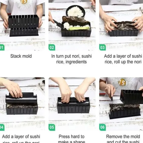 Sushitillbehör - TD® - Set med 11 verktyg - ABS - Svart - Lätt att använda
