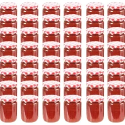 Syltburkar i glas med vita och röda lock 48 st 230 ml - Kakburk - Kakburkar - Home & Living