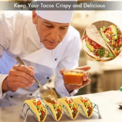 Tacoställ i rostfritt stål 4/5 tacos, tacoställ, tortillaställ för mjuka och hårda tacos i food truck-stil, lämplig för grill och ugn - Diskmaskinssä | CDON