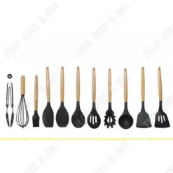 TD® Köksredskapsset i silikon med trähandtag, 12-delads non-stick spatel köksredskap