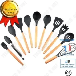 TD® 11 st Köksredskap Slitstark värmebeständig silikon trähandtag non-stick soppslev GRILL
