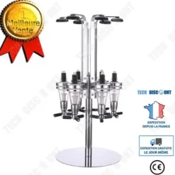 TD® TECH RABATT Hållare för 6 designflaskor med alkoholdispenser 1,5 oz (43 ml) i aluminium