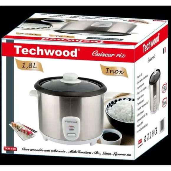TECHWOOD TCR-186 riskokare - Kapacitet 1,8 L - Håll värmen - Automatisk avstängning
