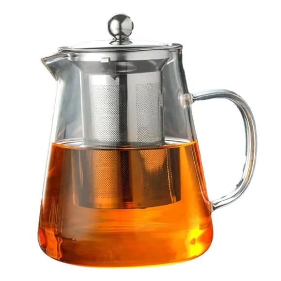 Tekanna av glas - 1300 ml kapacitet, värmebeständigt, ergonomiskt handtag - perfekt för lösblad och blommande te