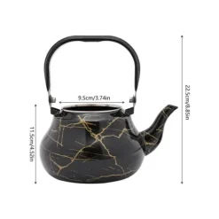 Tekanna & Kaffekanna i Emalj - Päronformad Spiskanna - Kapacitet 2 L - Vintage Stil - För Gas-, El- och Keramikhäll - Svart