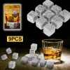 Återanvändbara whiskystenar - Ej specificerad - 9 stycken - Naturlig sten - Rundade kanter - Tvättbar