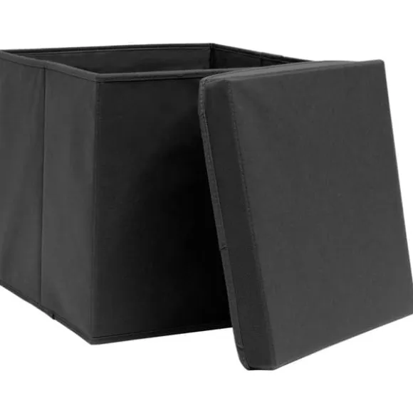 The Living Store Förvaringslådor med lock 4 st 28x28x28 cm svart - Förvaringslådor