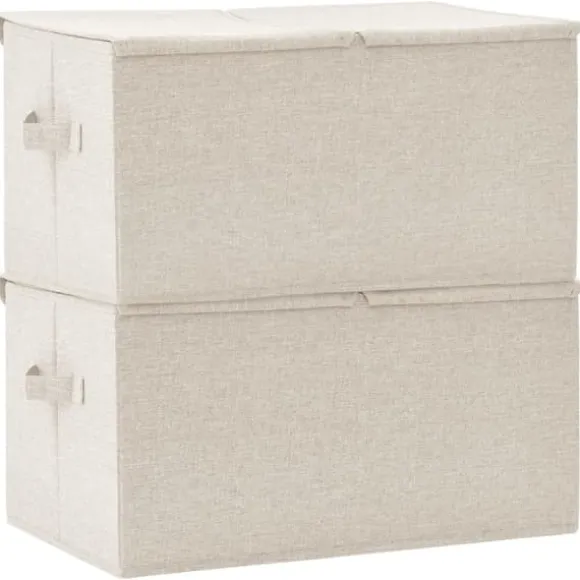 The Living Store Förvaringslåda 2 st tyg 50x30x25 cm gräddvit - Förvaringslådor