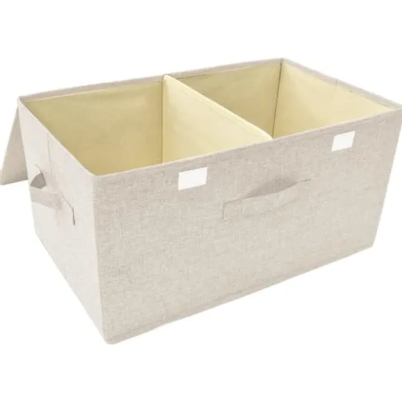 The Living Store Förvaringslåda 2 st tyg 50x30x25 cm gräddvit - Förvaringslådor