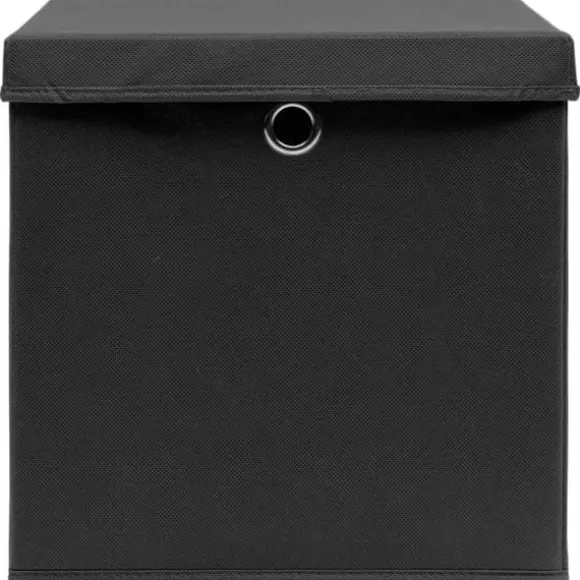 The Living Store Förvaringslådor med lock 10 st svart 32x32x32 cm tyg - Förvaringslådor