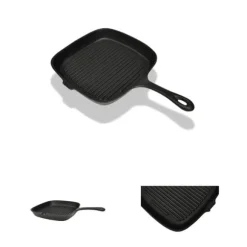 The Living Store Gjutjärnspanna grill 24 x 23 cm - Bordsgrillar & grillpannor