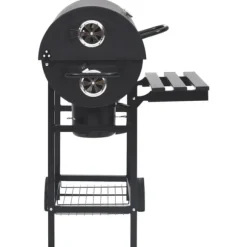 The Living Store Grilltunna med hjul och bord svart stål 115x85x95 cm - Utomhusgrillar
