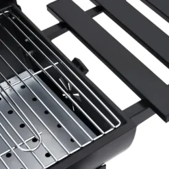The Living Store Grilltunna med hjul och bord svart stål 115x85x95 cm - Utomhusgrillar