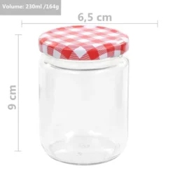 The Living Store Syltburkar i glas med vita och röda lock 48 st 230 ml - Honungsburkar