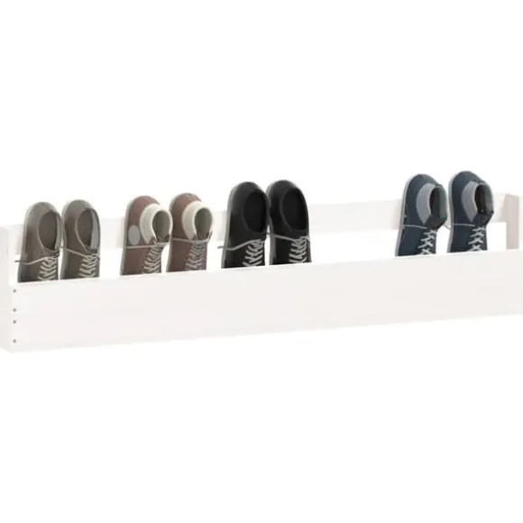The Living Store Väggmonterade skoställ 2 st vit 110x9x23 cm massivt furu - Skoställ & skohyllor