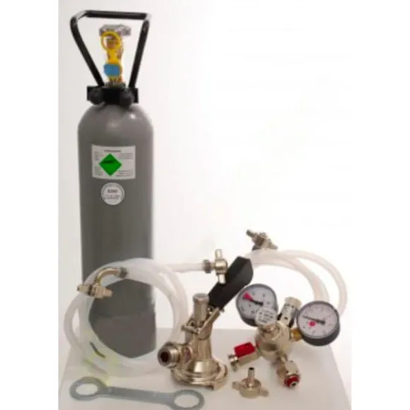 Tillbehörspaket för Kontakt 2 rader med 2 x 5 liter adapter, högkvalitativ metall med Ölkran utan CO2-flaskan