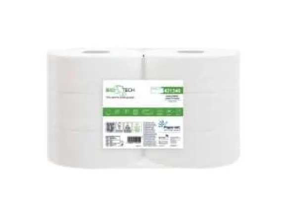 Toalettpapper Pappersnät Jumbo Maxi 2-lagers Ø27cm L247mxB9,5cmxH27cm FSC Vit, 6 rullar/påse - (6 st.)