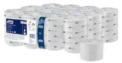 Toalettpapper Tork OptiServe T7 1-lagers vit med hylsa 143,8 m 24 rullar/bricka 472620