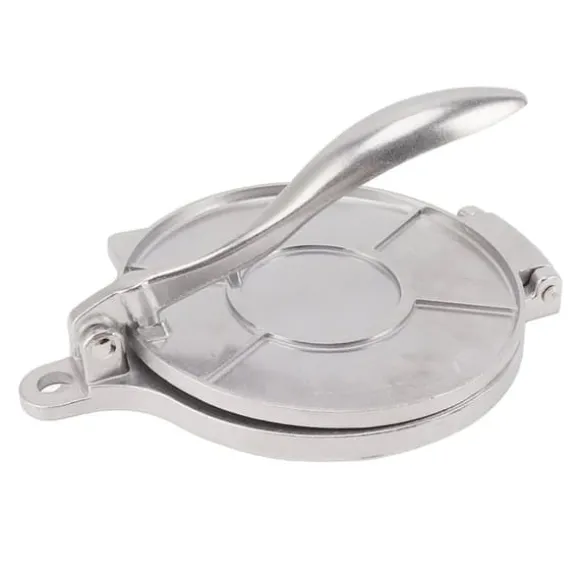 Tortillapress aluminiumlegering manuell tortillamaskin pressverktyg för pizzapajtillverkning 16 cm silver