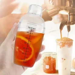 Transparent anti-läckage PC Resin Cocktail Shaker Mixer med Scale Bar Tool (700 ml)