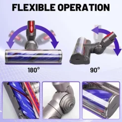Trasselfritt munstycke med anti-tangle borsthuvud för Dyson V7, V8, V10, V11, V15, SV10, SV11, SV12, SV14 dammsugare