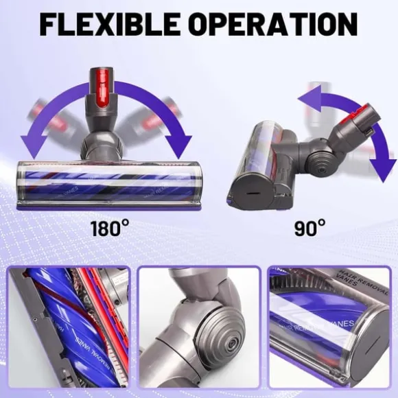 Trasselfritt munstycke med anti-tangle borsthuvud för Dyson V7, V8, V10, V11, V15, SV10, SV11, SV12, SV14 dammsugare