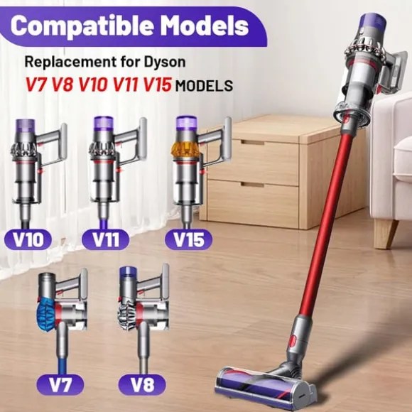 Trasselfritt munstycke med anti-tangle borsthuvud för Dyson V7, V8, V10, V11, V15, SV10, SV11, SV12, SV14 dammsugare