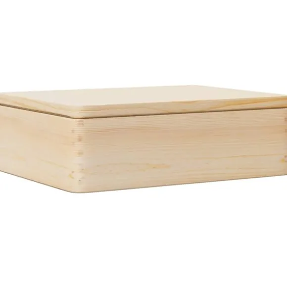 Trälåda med lock 40x30x13 cm massiv furu