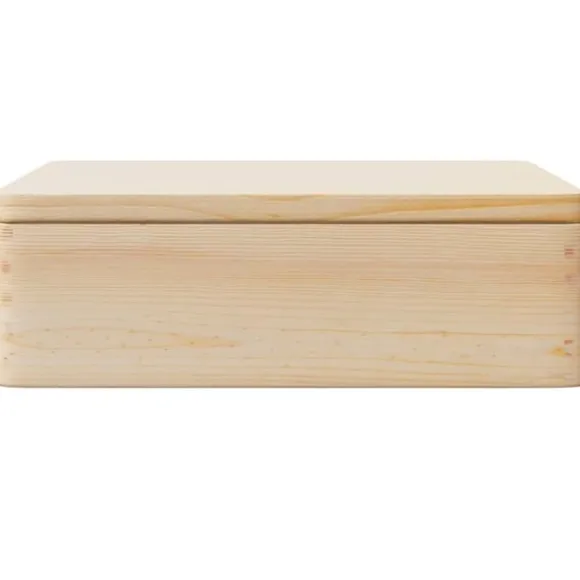 Trälåda med lock 40x30x13 cm massiv furu