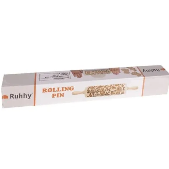 Trä roterande kavel för kök julgraverad present RUHHY