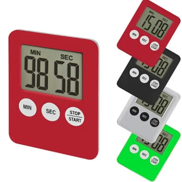Tunn kökstimer Timer Stor Skärm Digital magnetisk nedräkning - Röd