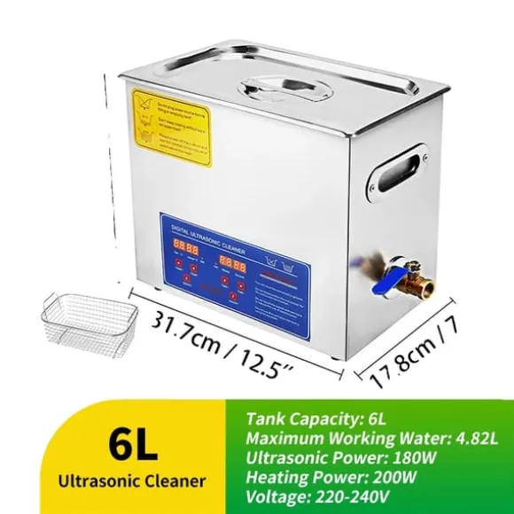 Ultraljudsrengörare, Digital Kontroll, Mångsidiga Tillämpningar,6L-180W-220V, EU