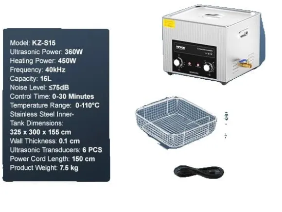 Ultraljudsrengörare, Justerbar Temperatur, Kraftfull Rengöringsåtgärd,15L
