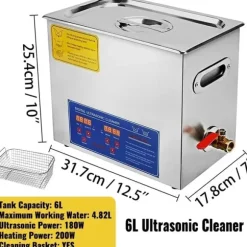 Ultraljudsrengörare, rostfritt stål, effektiv ultraljudsrengöring,6L
