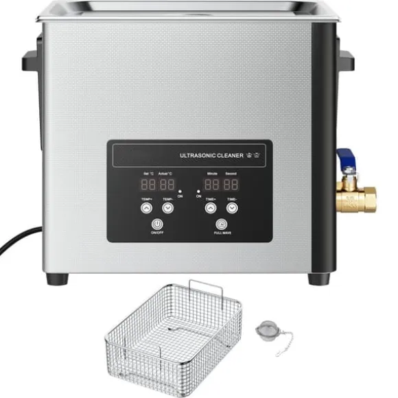 Ultraljudstvätt 10 L - Ultraljudsrengörare - 40 kHz - 180 W - Digital Display - Rengöringskorg - Rostfritt Stål