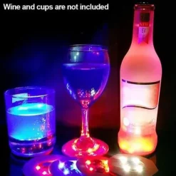 UNDERLASKAR - FLASKASKEL, Färgglada--10st mini LED-underlägg med lysande ljus, klistermärken för julbelysning, bo