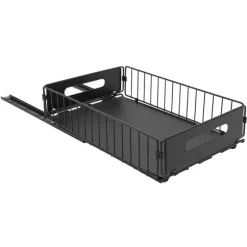 Utdragbar skåpsorganisatör - Förvaringskorgar - Rostbeständigt kolstål - 2-pack - Bärkapacitet 4–5 kg per korg - Mått 37,5×24,5×10 cm - Svart